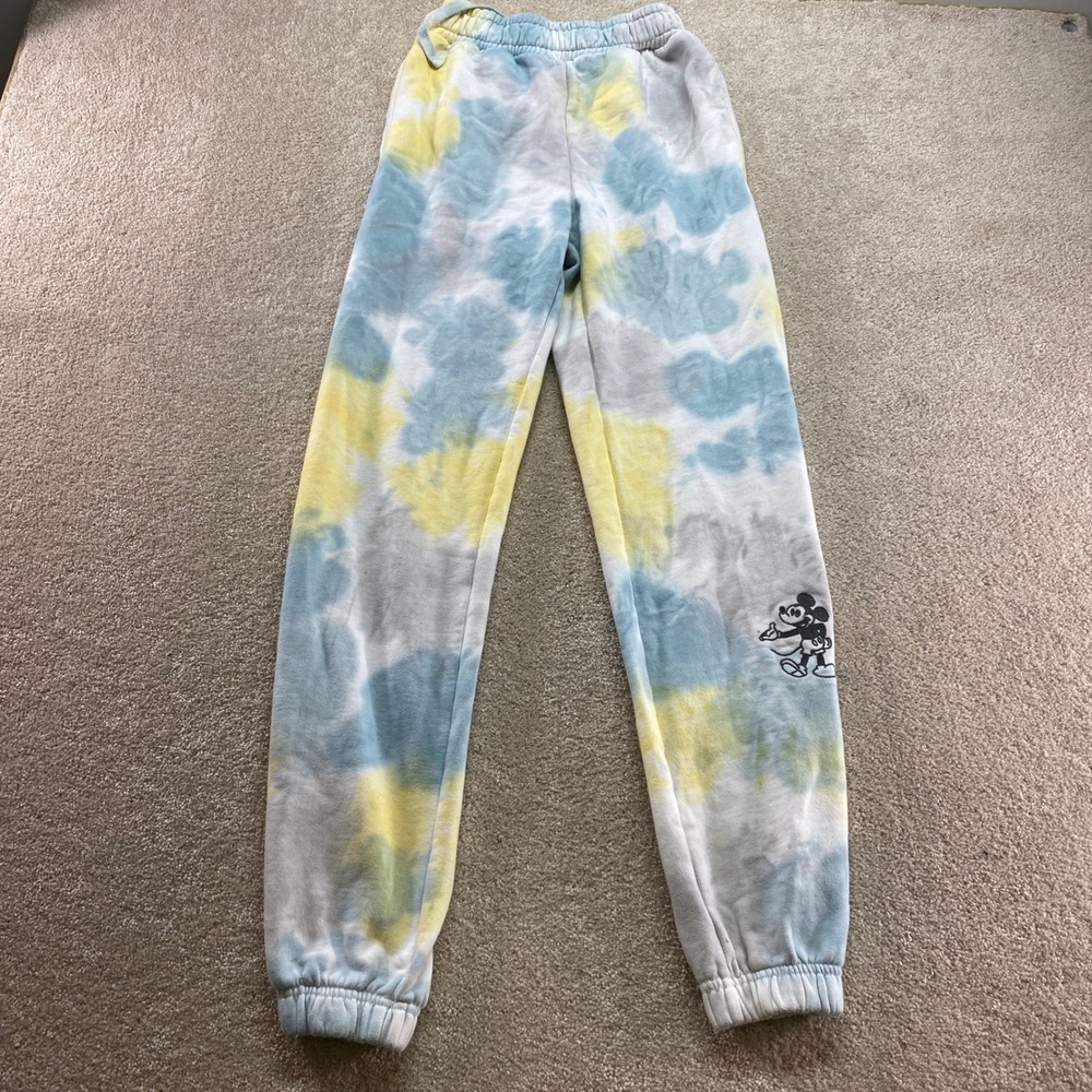 Disney Sweatpants Womens XS Blue Yellow Tie Dye Excellent Mickey Mouse Joggers